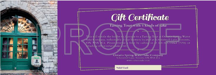 Gift Certificate - Tasting Tour with 4 Kinds of Sake